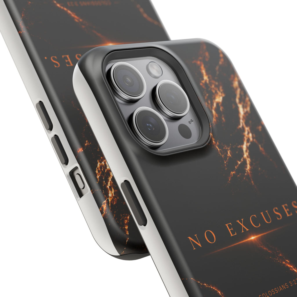 Phone Case for iPhone 17 / 16 / 15 / 14 Pro Max – Discipline | Black Marble Orange | MagSafe Compatible
