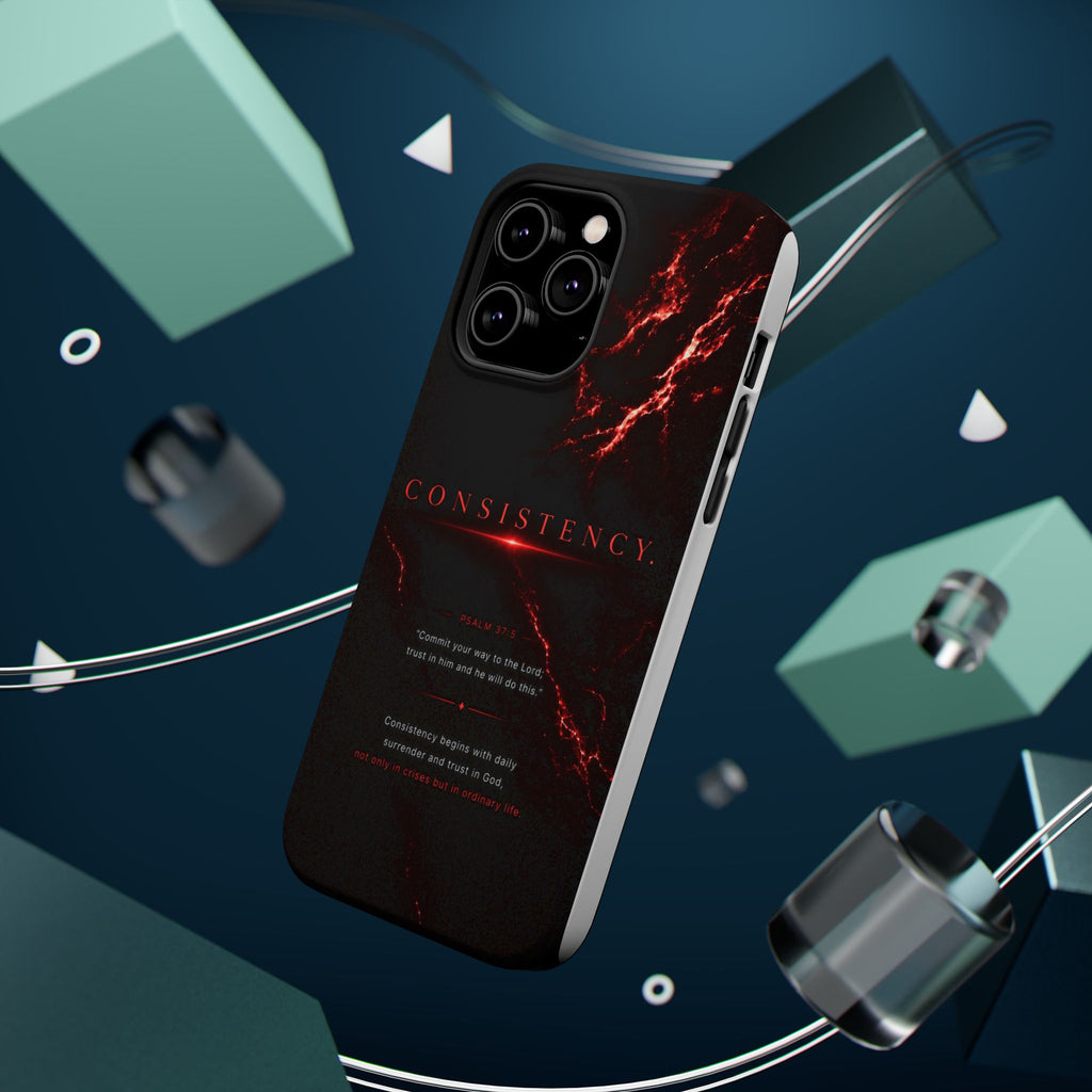 Phone Case for iPhone 17 / 16 / 15 / 14 Pro Max – Discipline | Black Marble Dark Red | MagSafe Compatible