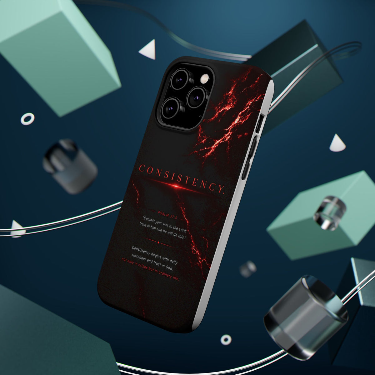 Phone Case for iPhone 17 / 16 / 15 / 14 Pro Max – Discipline | Black Marble Dark Red | MagSafe Compatible