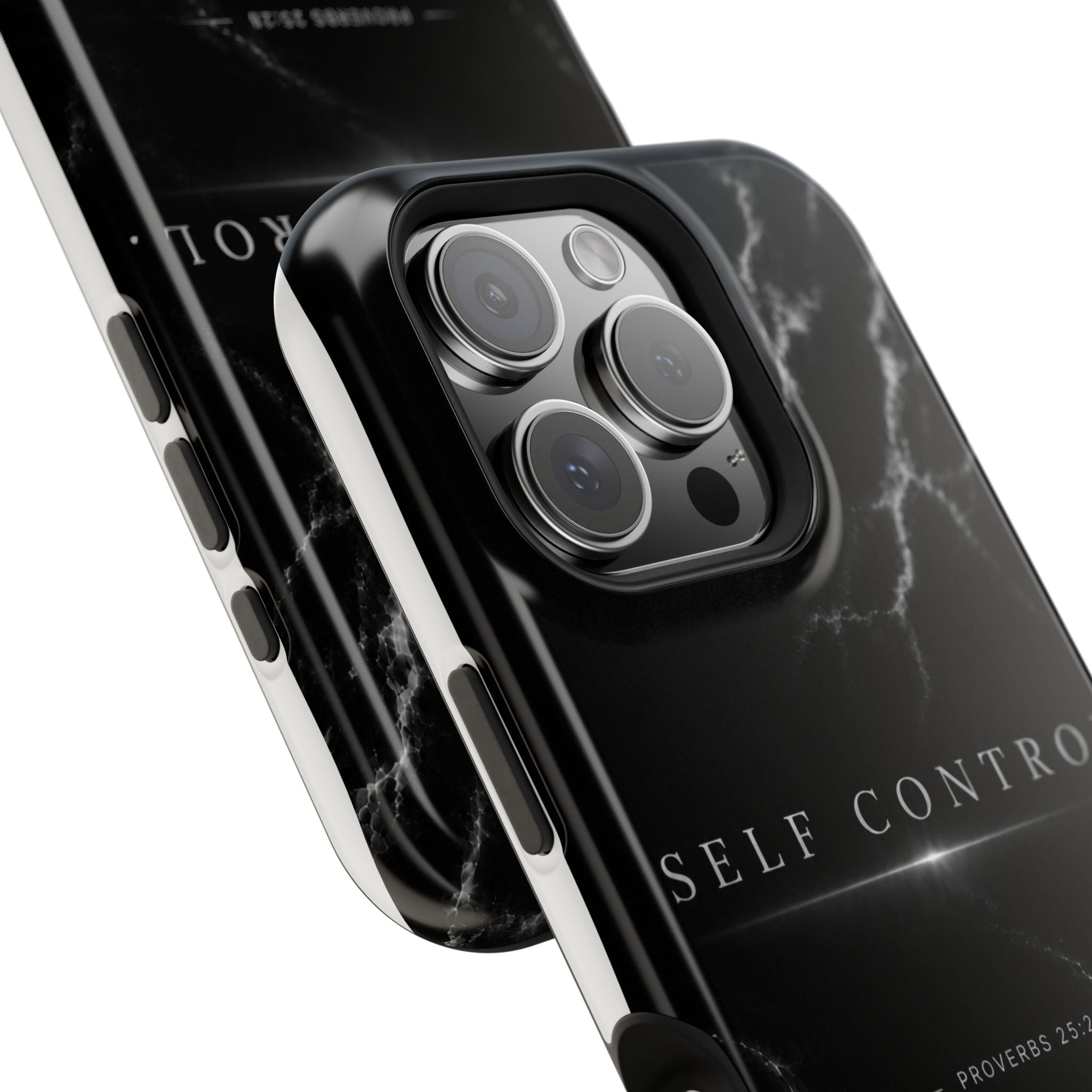 Phone Case for iPhone 17 / 16 / 15 / 14 Pro Max – Discipline | Black Marble Monochrome | MagSafe Compatible