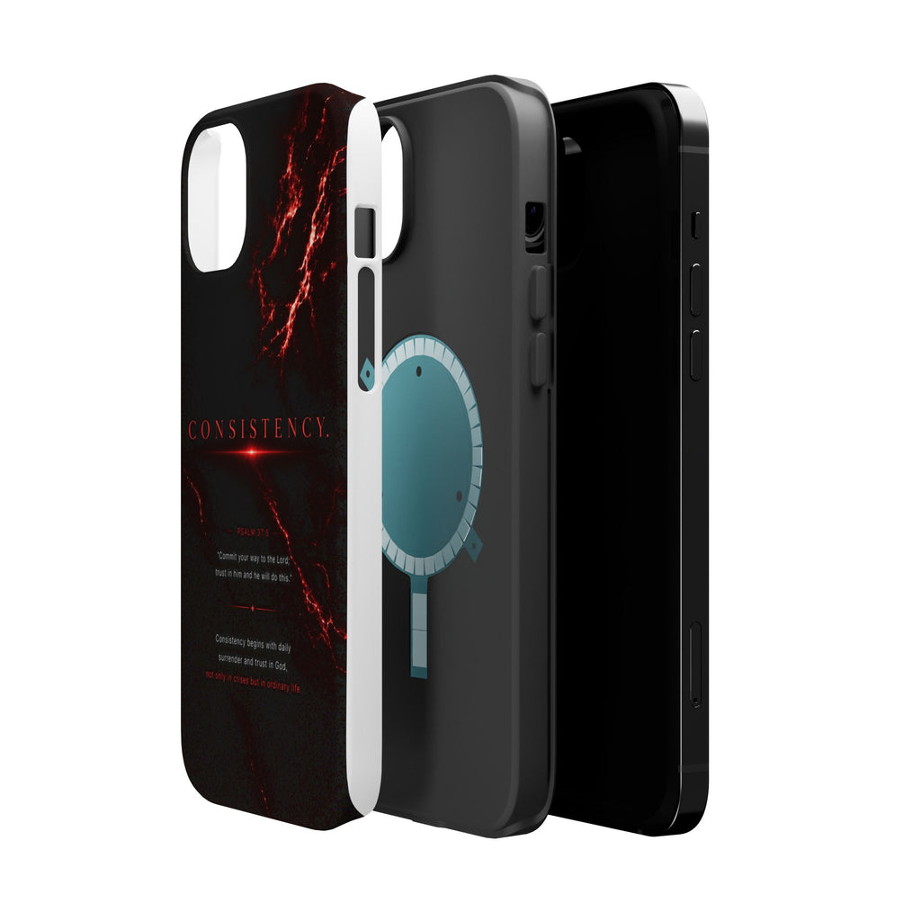 Phone Case for iPhone 17 / 16 / 15 / 14 Pro Max – Discipline | Black Marble Dark Red | MagSafe Compatible