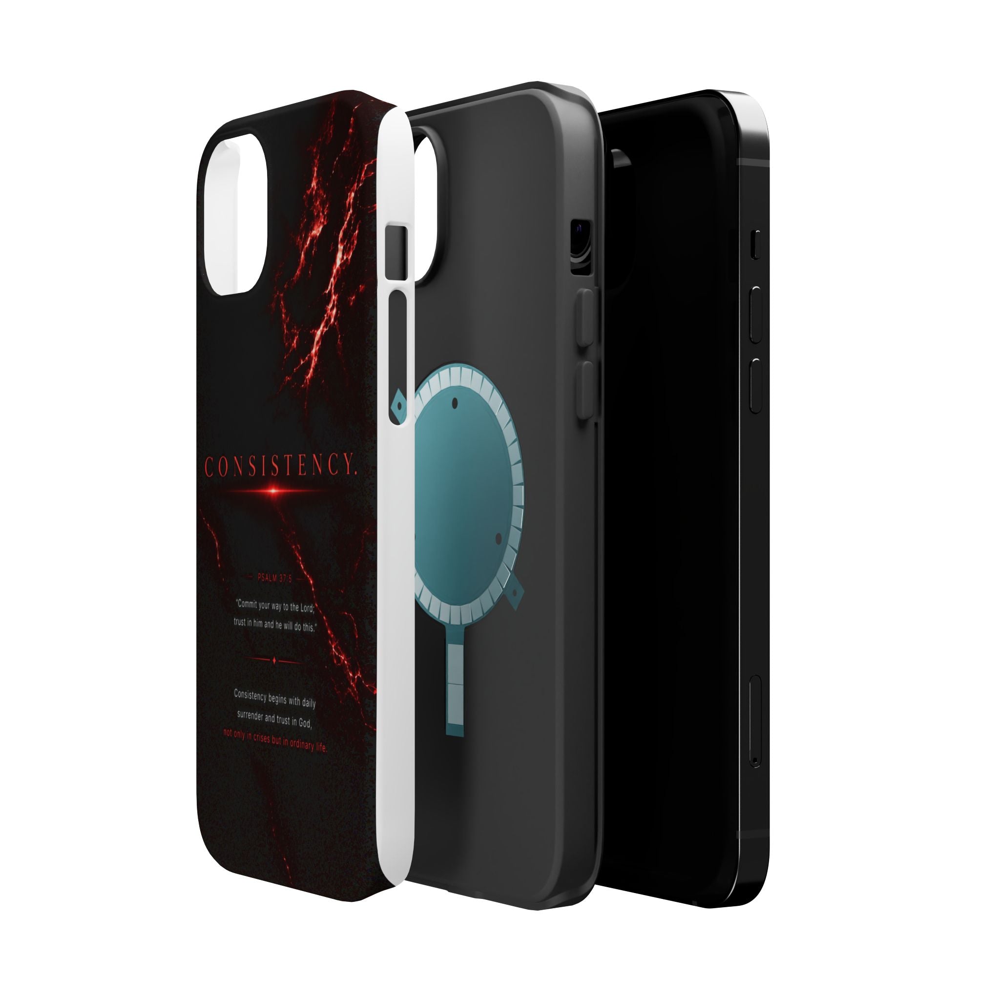 Phone Case for iPhone 17 / 16 / 15 / 14 Pro Max – Discipline | Black Marble Dark Red | MagSafe Compatible