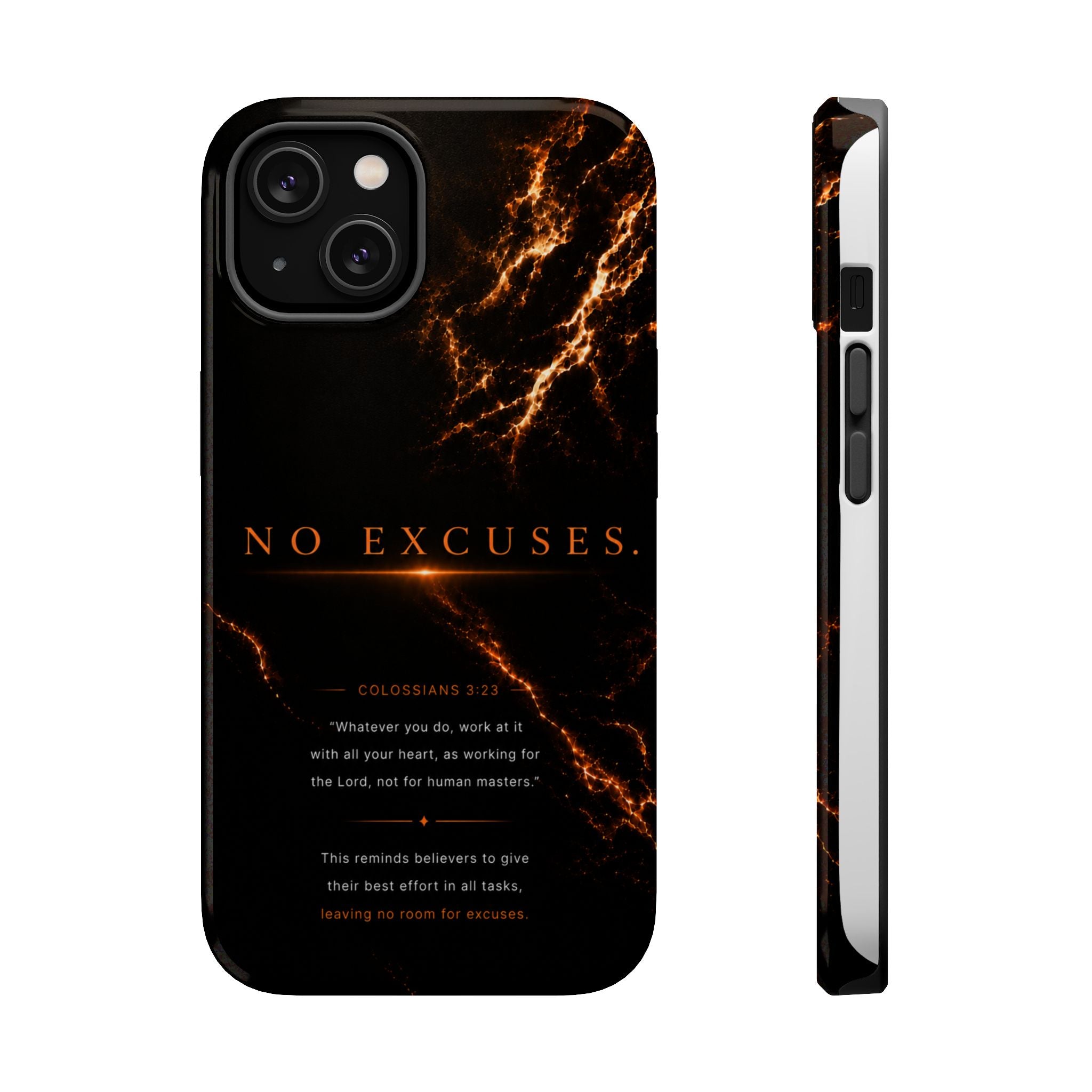 Phone Case for iPhone 17 / 16 / 15 / 14 Pro Max – Discipline | Black Marble Orange | MagSafe Compatible