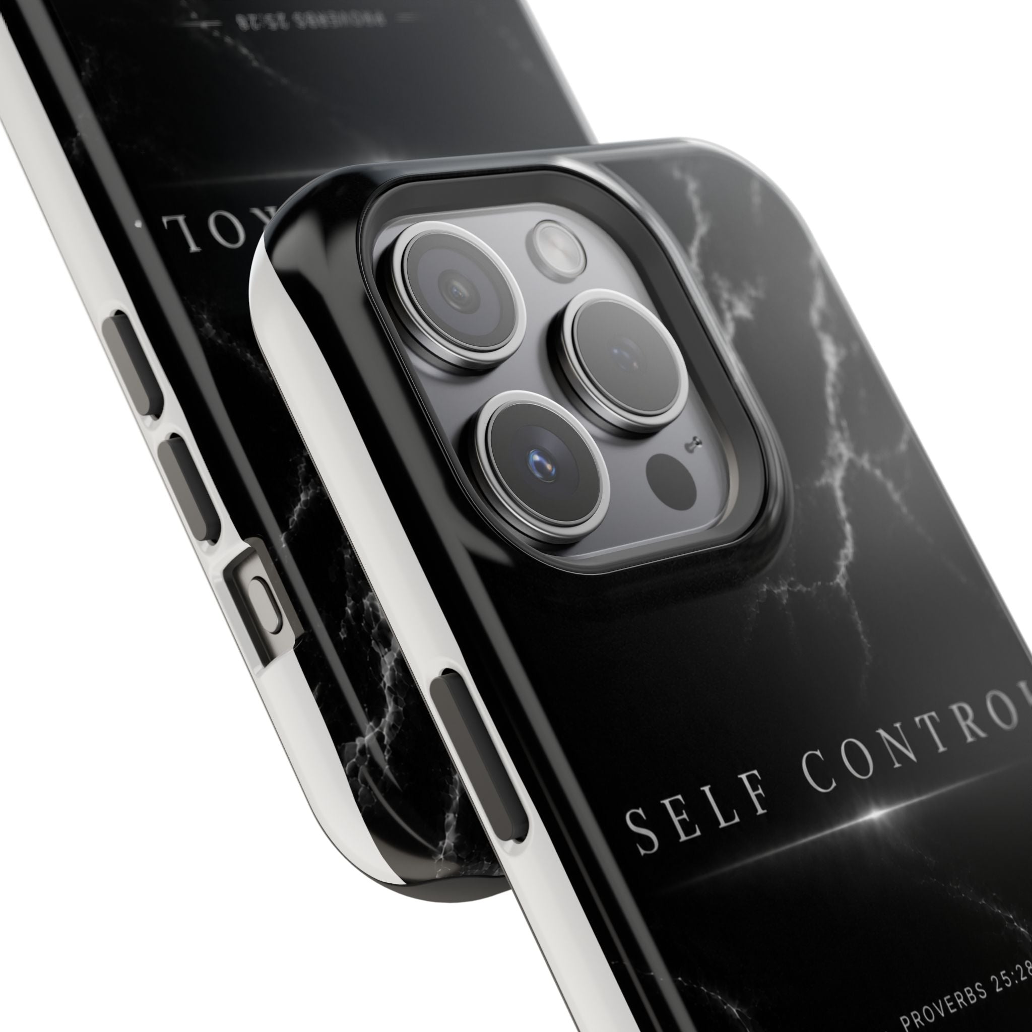 Phone Case for iPhone 17 / 16 / 15 / 14 Pro Max – Discipline | Black Marble Monochrome | MagSafe Compatible