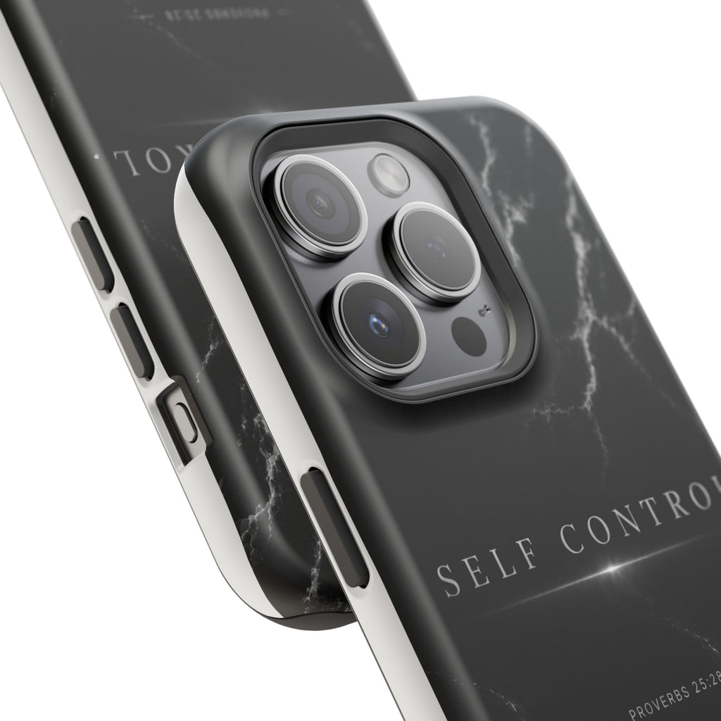 Phone Case for iPhone 17 / 16 / 15 / 14 Pro Max – Discipline | Black Marble Monochrome | MagSafe Compatible