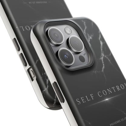 Phone Case for iPhone 17 / 16 / 15 / 14 Pro Max – Discipline | Black Marble Monochrome | MagSafe Compatible