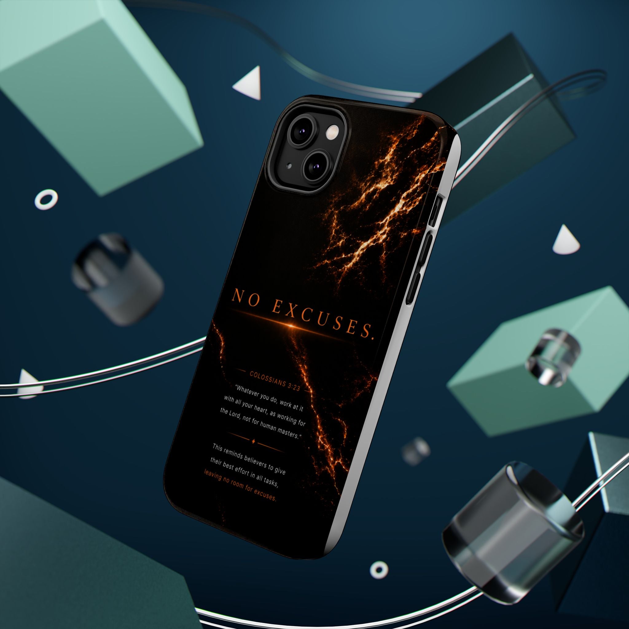 Phone Case for iPhone 17 / 16 / 15 / 14 Pro Max – Discipline | Black Marble Orange | MagSafe Compatible