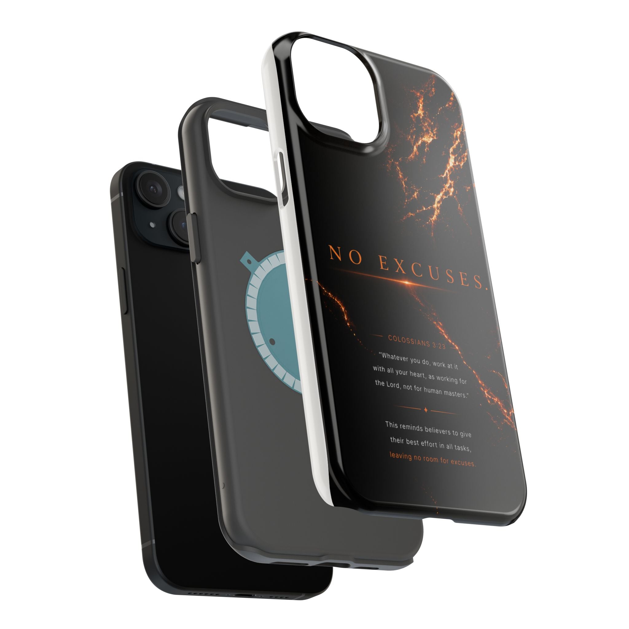 Phone Case for iPhone 17 / 16 / 15 / 14 Pro Max – Discipline | Black Marble Orange | MagSafe Compatible