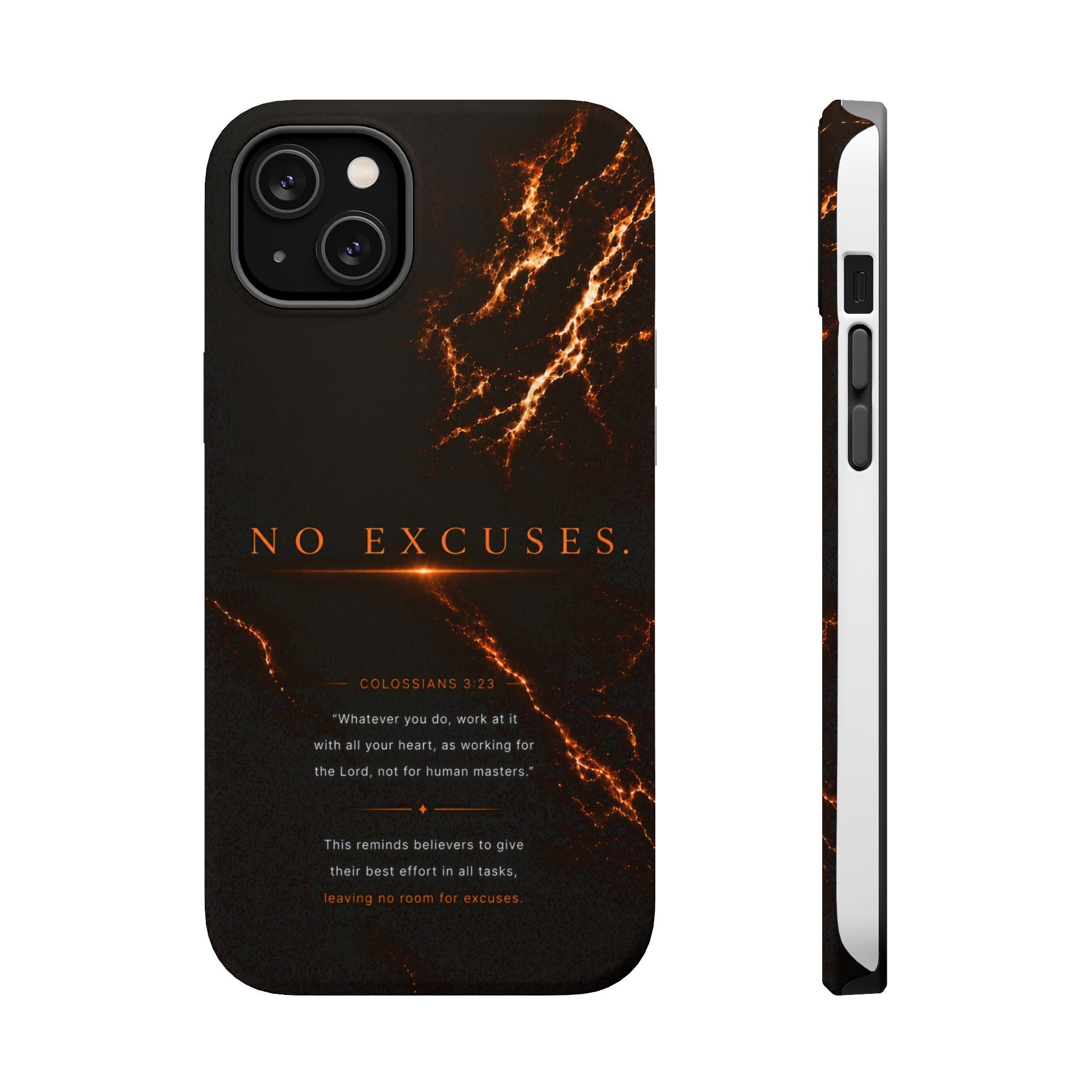 Phone Case for iPhone 17 / 16 / 15 / 14 Pro Max – Discipline | Black Marble Orange | MagSafe Compatible