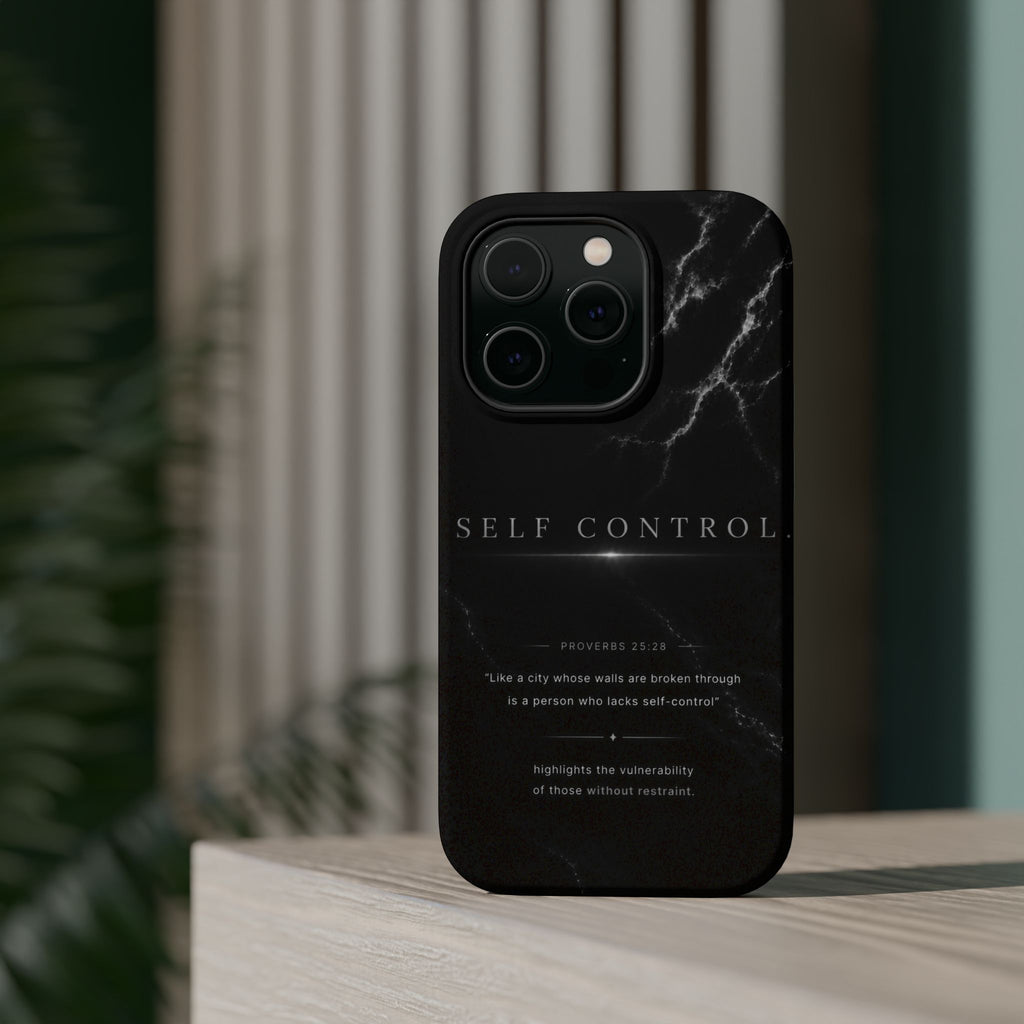 Phone Case for iPhone 17 / 16 / 15 / 14 Pro Max – Discipline | Black Marble Monochrome | MagSafe Compatible
