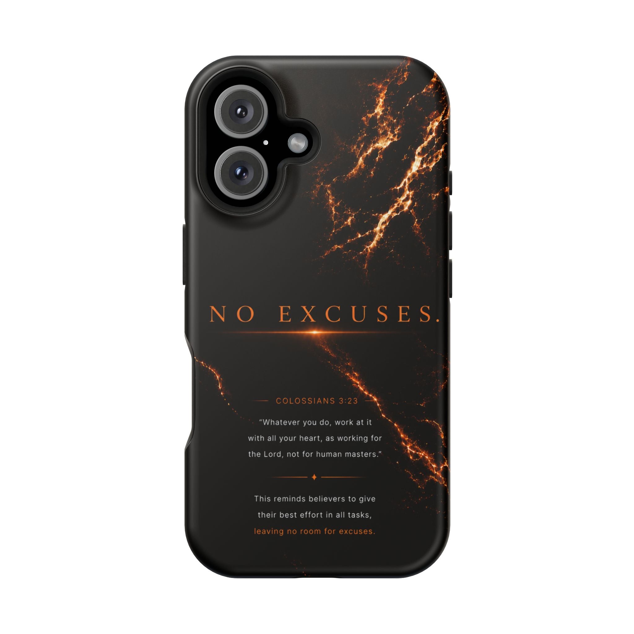 Phone Case for iPhone 17 / 16 / 15 / 14 Pro Max – Discipline | Black Marble Orange | MagSafe Compatible