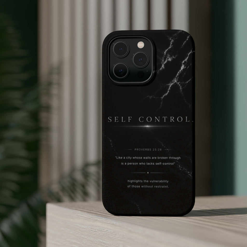 Phone Case for iPhone 17 / 16 / 15 / 14 Pro Max – Discipline | Black Marble Monochrome | MagSafe Compatible