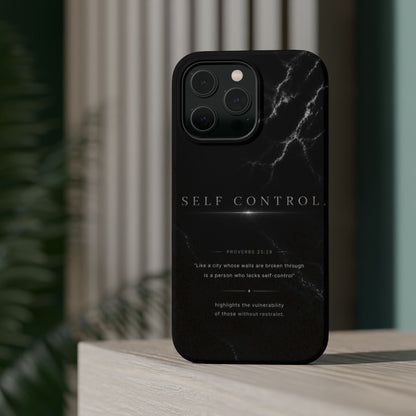 Phone Case for iPhone 17 / 16 / 15 / 14 Pro Max – Discipline | Black Marble Monochrome | MagSafe Compatible