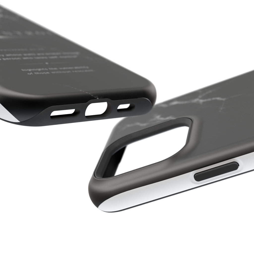 Phone Case for iPhone 17 / 16 / 15 / 14 Pro Max – Discipline | Black Marble Monochrome | MagSafe Compatible