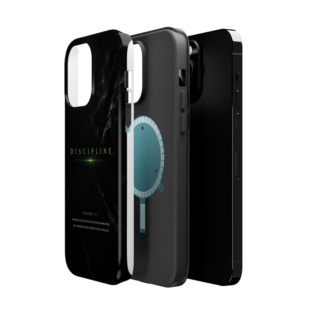 Phone Case for iPhone 17 / 16 / 15 / 14 Pro Max – Discipline | Black Marble Emerald Green | MagSafe Compatible