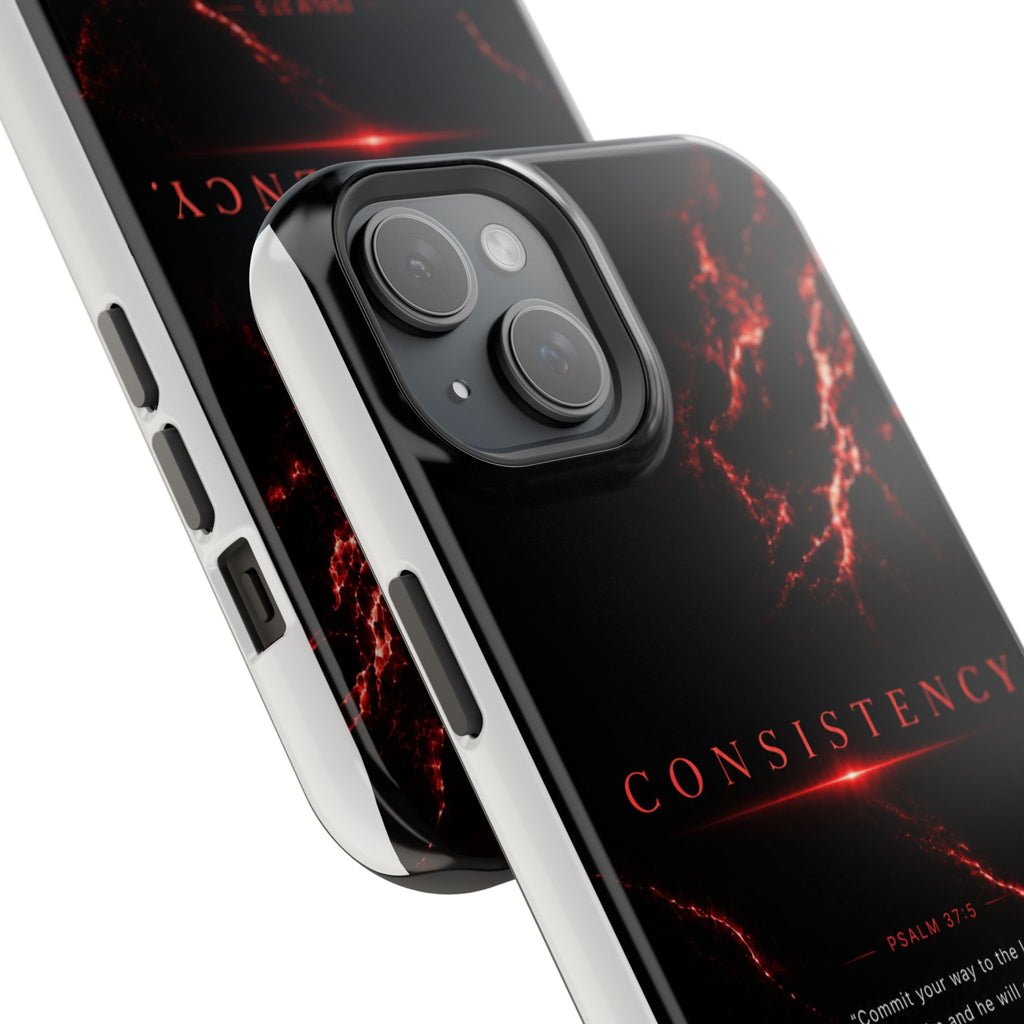 Phone Case for iPhone 17 / 16 / 15 / 14 Pro Max – Discipline | Black Marble Dark Red | MagSafe Compatible