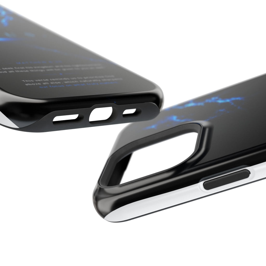 Phone Case for iPhone 17 / 16 / 15 / 14 Pro Max – Discipline | Black Marble Deep Blue | MagSafe Compatible