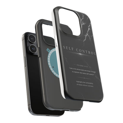 Phone Case for iPhone 17 / 16 / 15 / 14 Pro Max – Discipline | Black Marble Monochrome | MagSafe Compatible