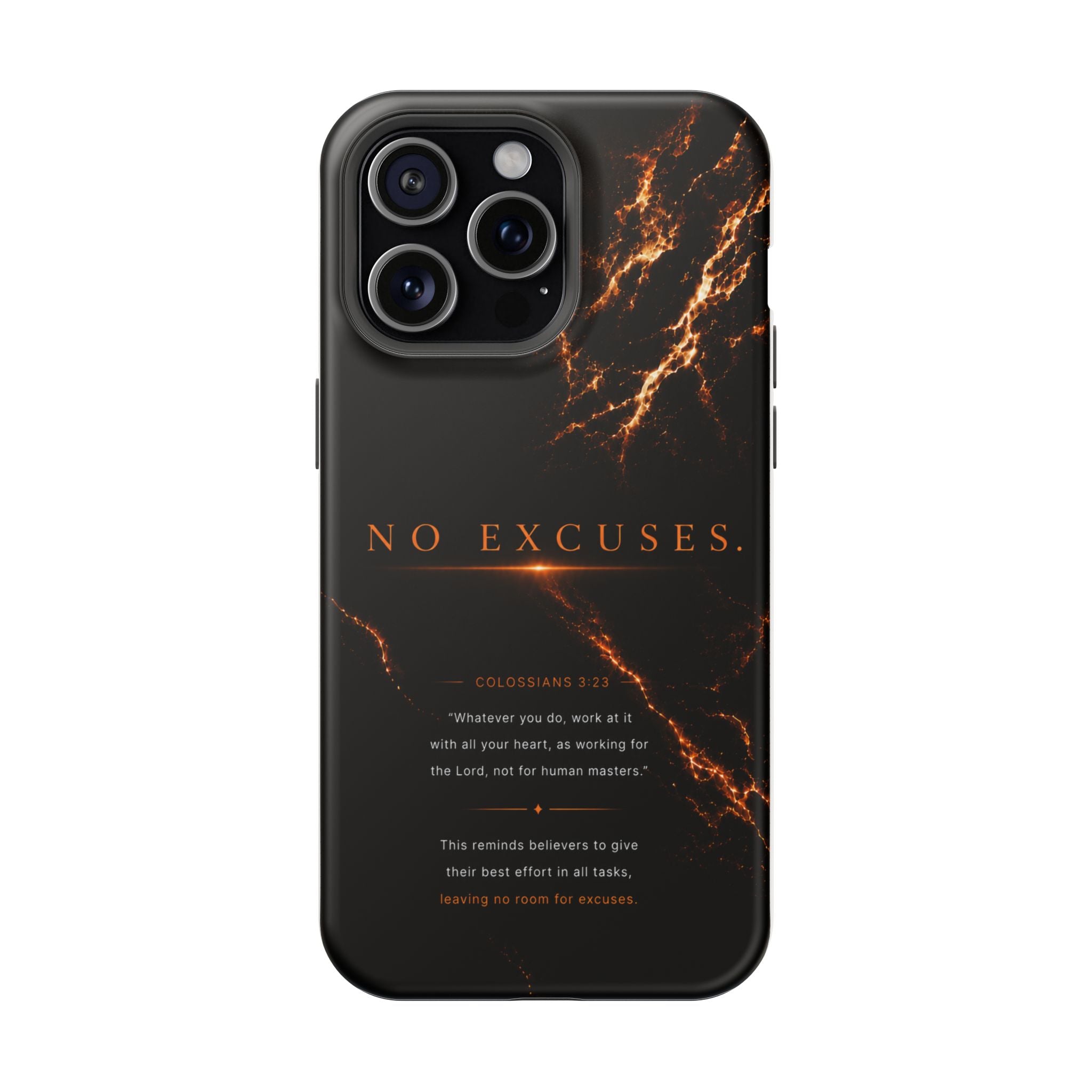 Phone Case for iPhone 17 / 16 / 15 / 14 Pro Max – Discipline | Black Marble Orange | MagSafe Compatible