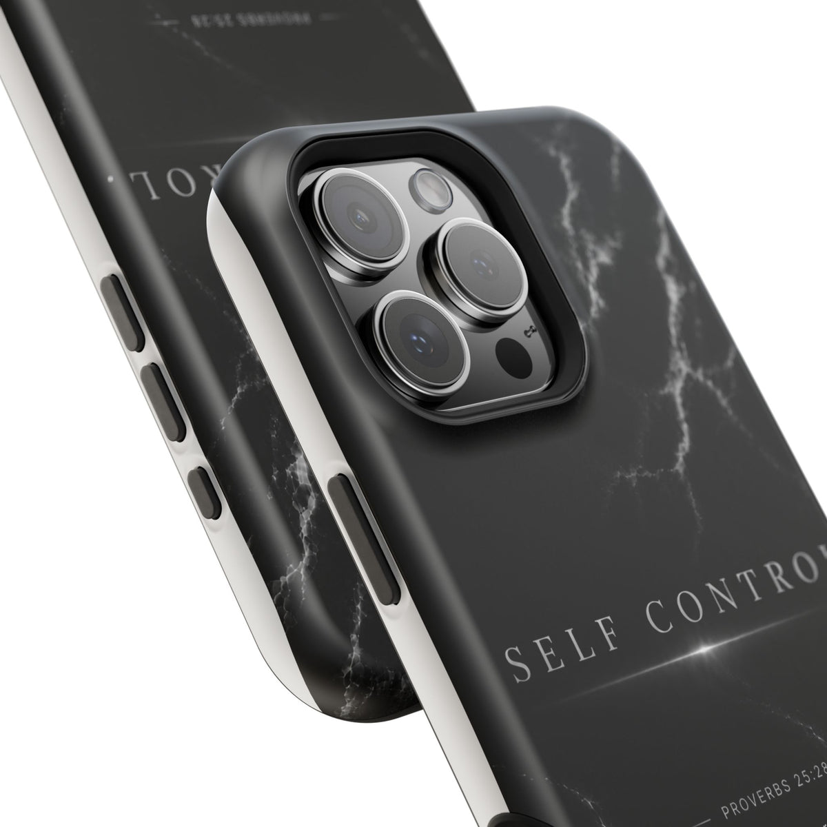 Phone Case for iPhone 17 / 16 / 15 / 14 Pro Max – Discipline | Black Marble Monochrome | MagSafe Compatible