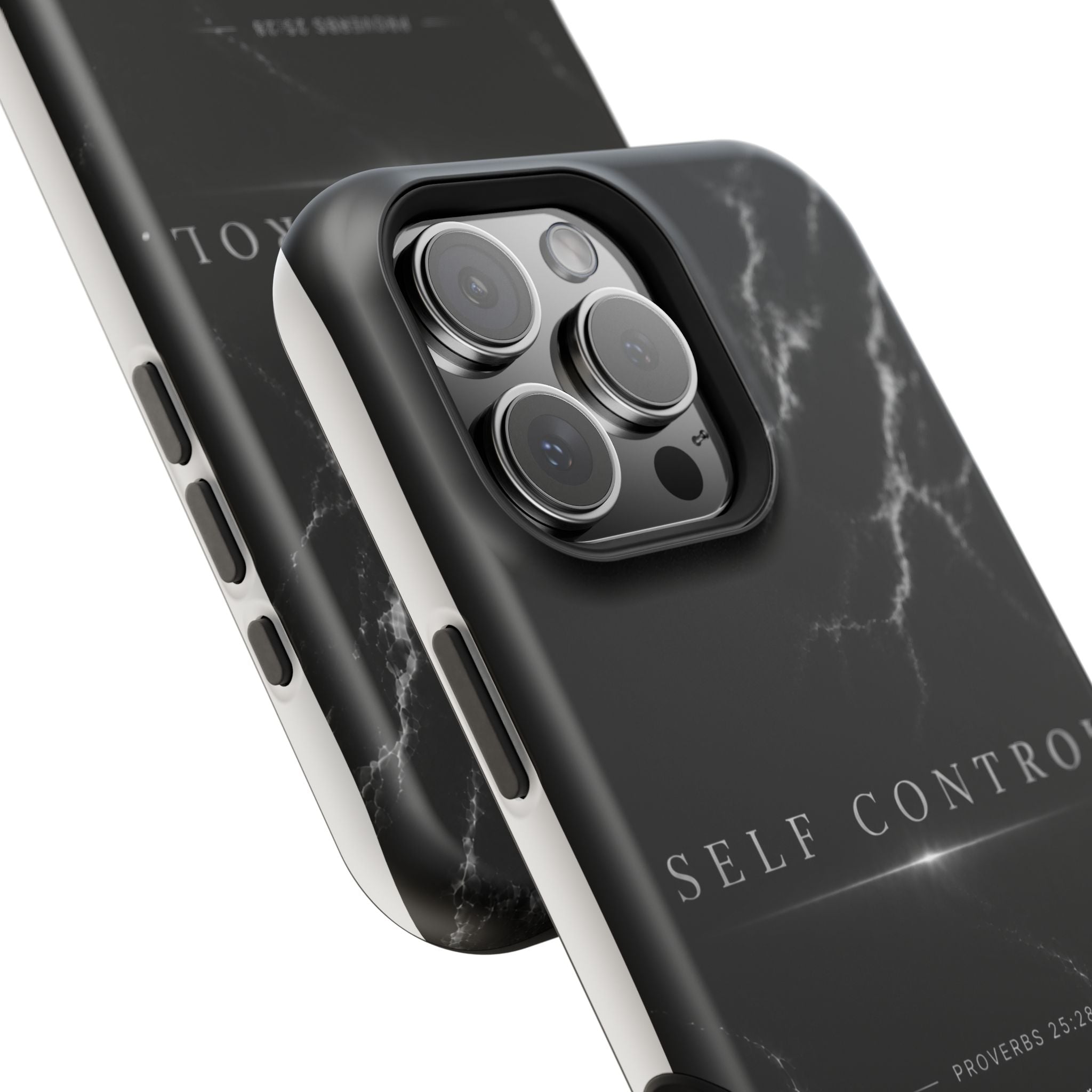 Phone Case for iPhone 17 / 16 / 15 / 14 Pro Max – Discipline | Black Marble Monochrome | MagSafe Compatible