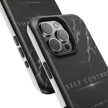 Phone Case for iPhone 17 / 16 / 15 / 14 Pro Max – Discipline | Black Marble Monochrome | MagSafe Compatible
