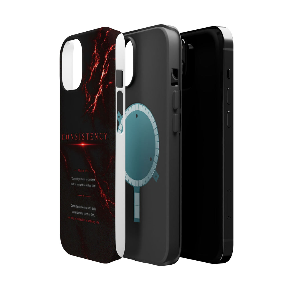 Phone Case for iPhone 17 / 16 / 15 / 14 Pro Max – Discipline | Black Marble Dark Red | MagSafe Compatible
