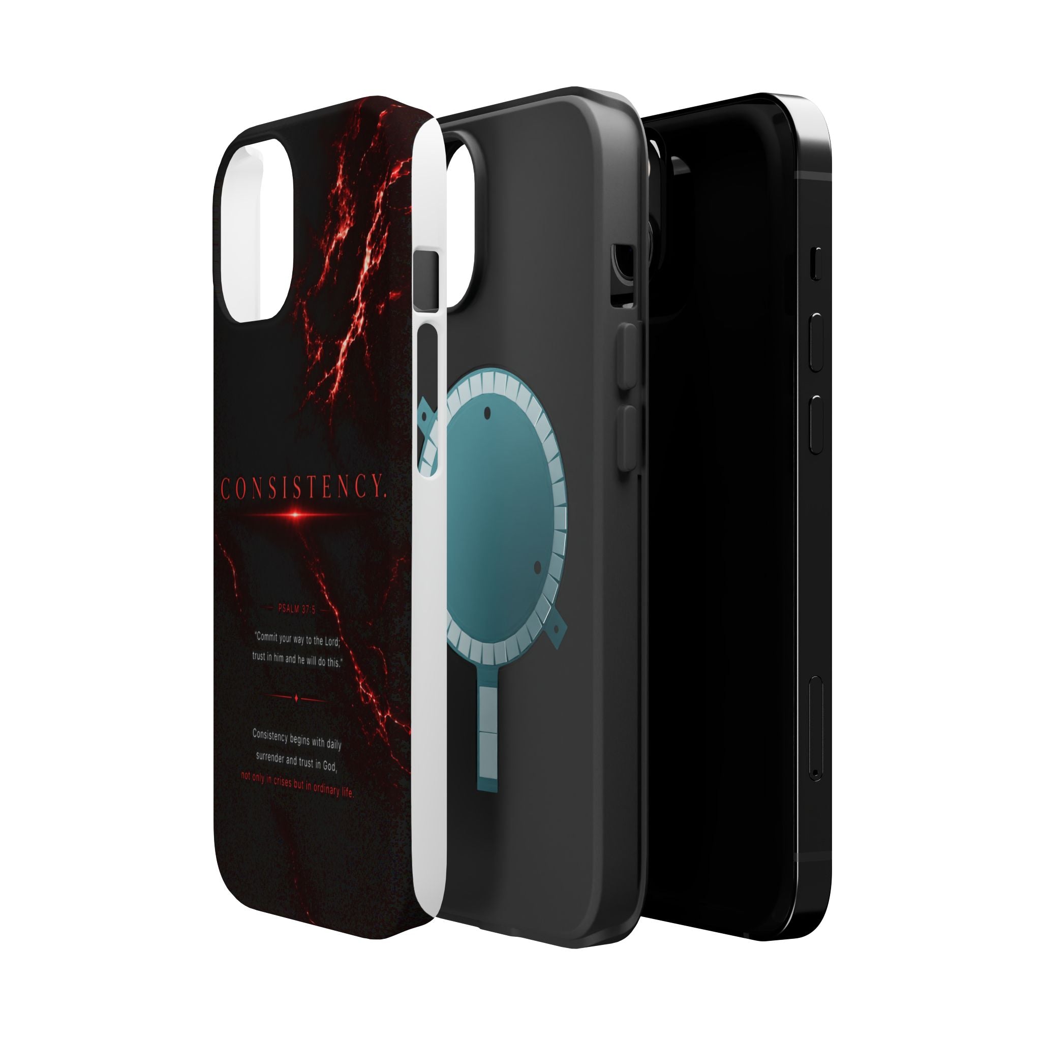 Phone Case for iPhone 17 / 16 / 15 / 14 Pro Max – Discipline | Black Marble Dark Red | MagSafe Compatible