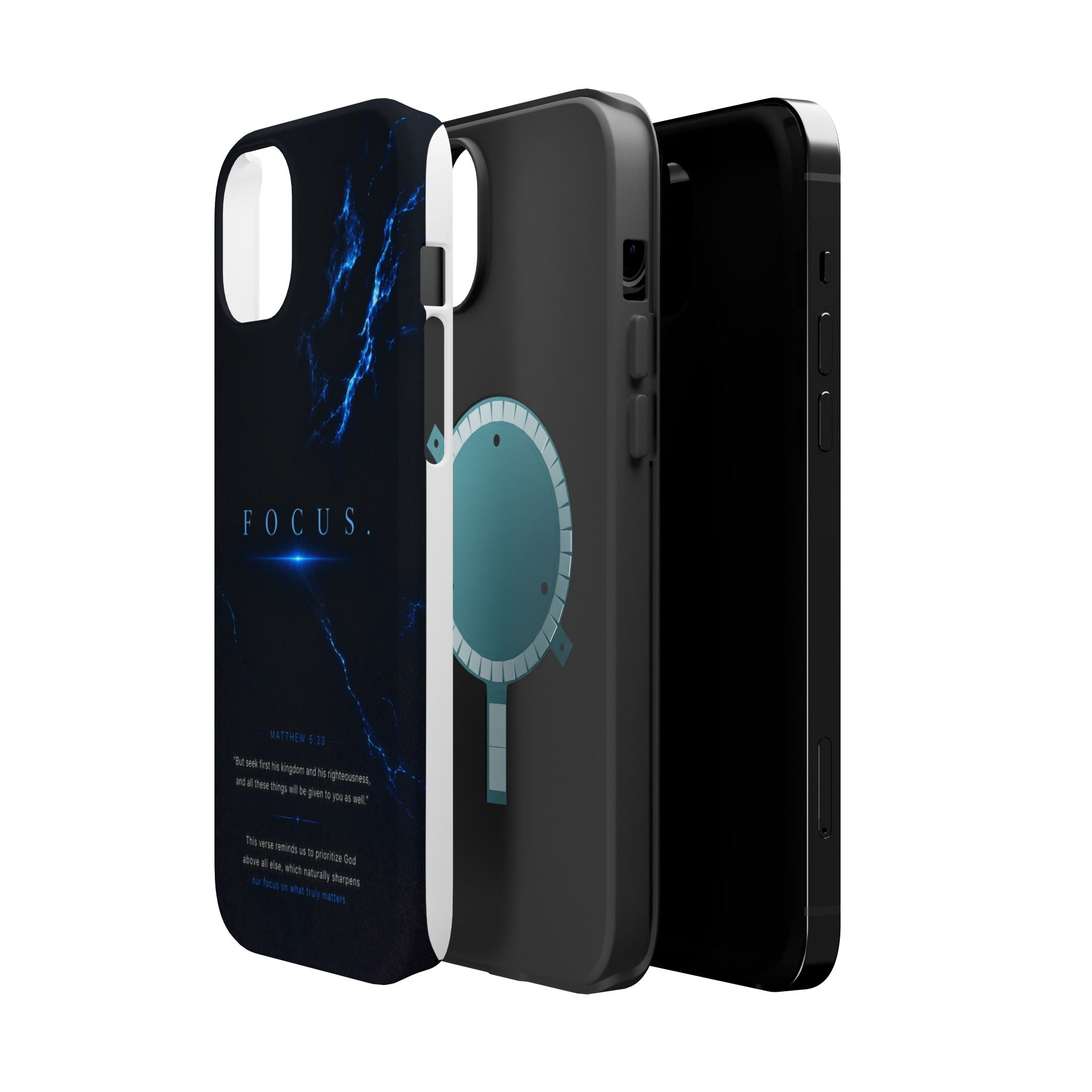 Phone Case for iPhone 17 / 16 / 15 / 14 Pro Max – Discipline | Black Marble Deep Blue | MagSafe Compatible
