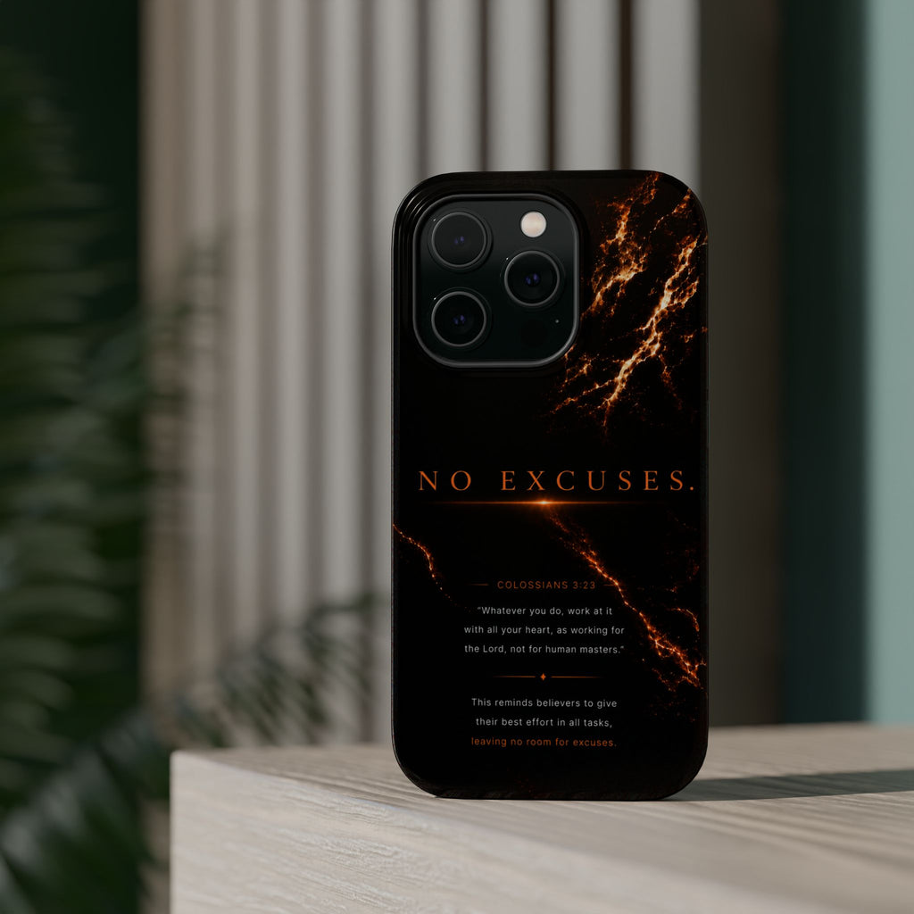 Phone Case for iPhone 17 / 16 / 15 / 14 Pro Max – Discipline | Black Marble Orange | MagSafe Compatible