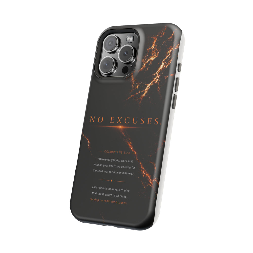 Phone Case for iPhone 17 / 16 / 15 / 14 Pro Max – Discipline | Black Marble Orange | MagSafe Compatible