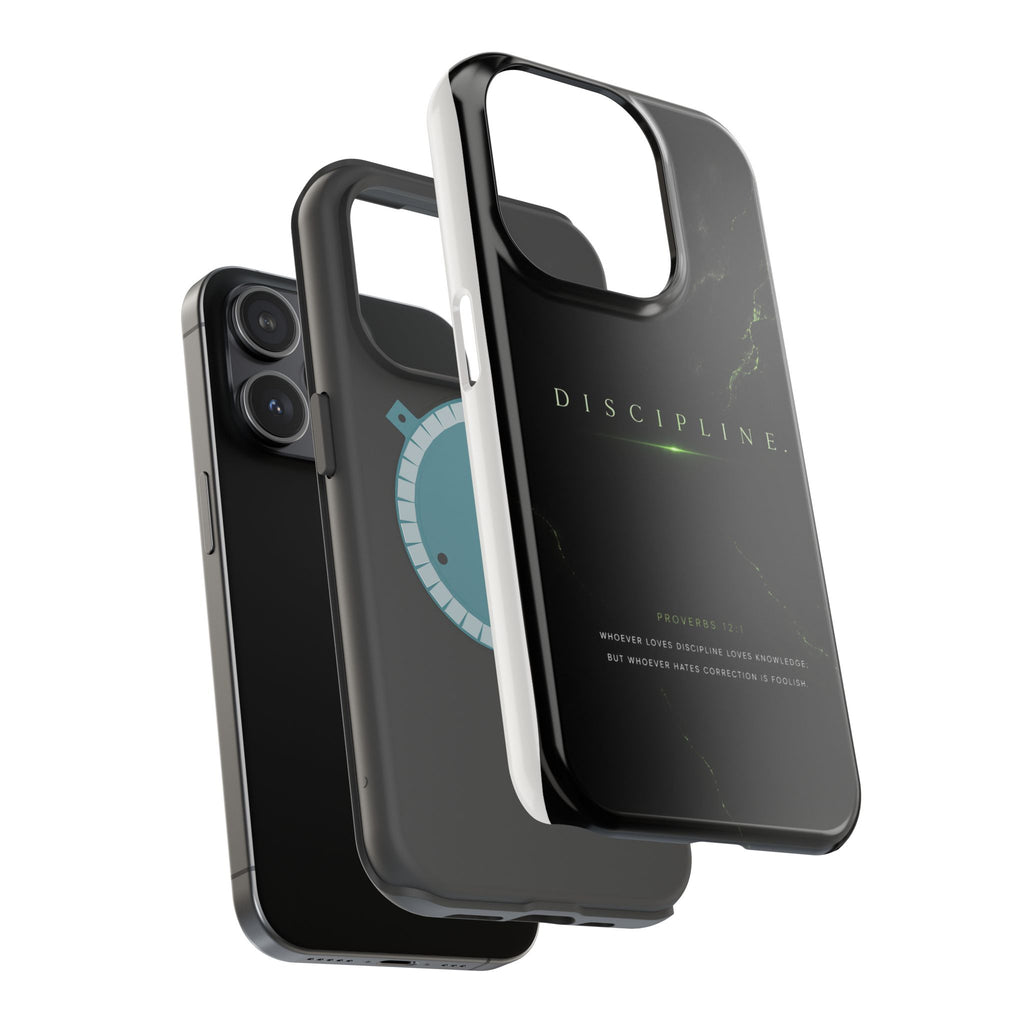 Phone Case for iPhone 17 / 16 / 15 / 14 Pro Max – Discipline | Black Marble Emerald Green | MagSafe Compatible