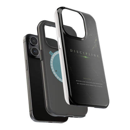 Phone Case for iPhone 17 / 16 / 15 / 14 Pro Max – Discipline | Black Marble Emerald Green | MagSafe Compatible
