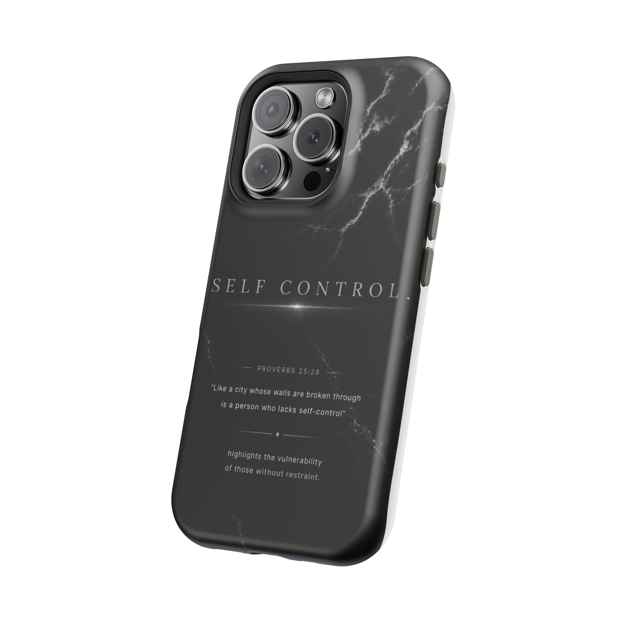 Phone Case for iPhone 17 / 16 / 15 / 14 Pro Max – Discipline | Black Marble Monochrome | MagSafe Compatible