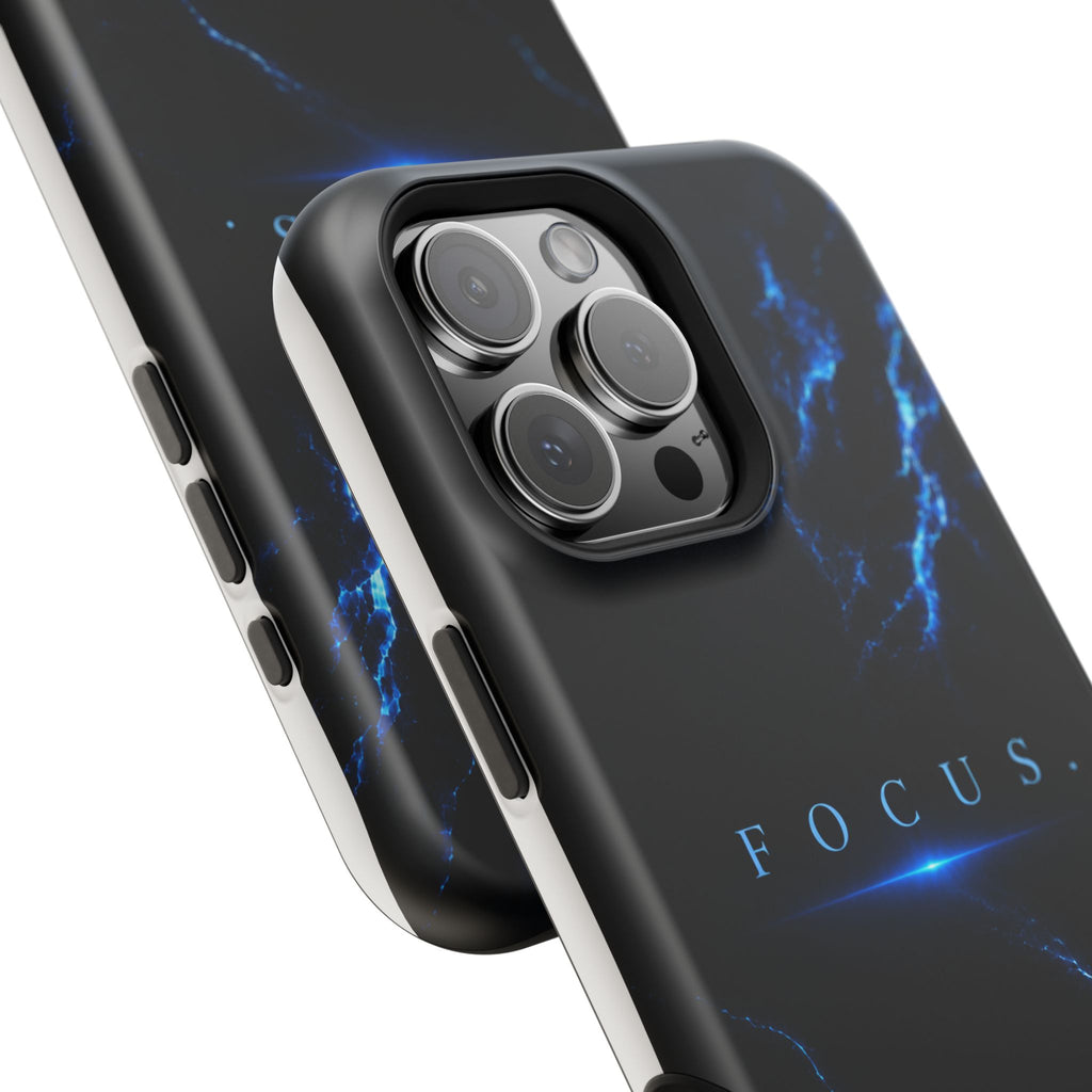 Phone Case for iPhone 17 / 16 / 15 / 14 Pro Max – Discipline | Black Marble Deep Blue | MagSafe Compatible