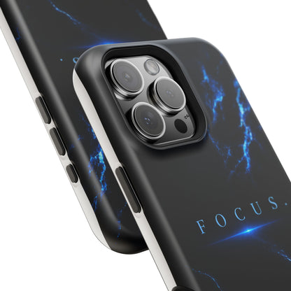 Phone Case for iPhone 17 / 16 / 15 / 14 Pro Max – Discipline | Black Marble Deep Blue | MagSafe Compatible