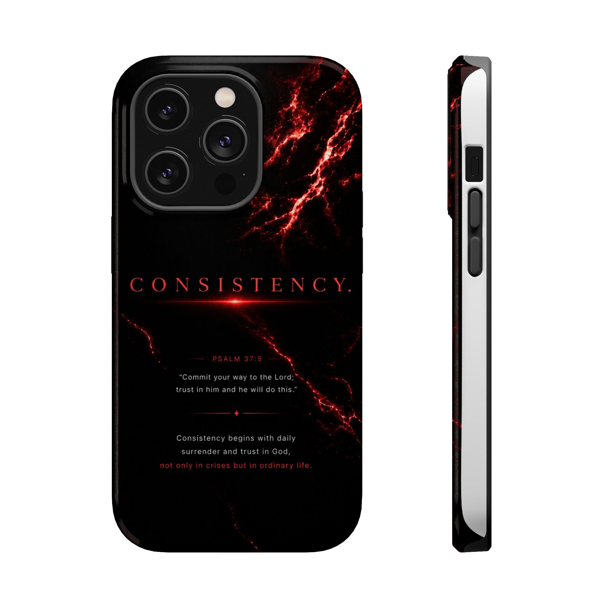 Phone Case for iPhone 17 / 16 / 15 / 14 Pro Max – Discipline | Black Marble Dark Red | MagSafe Compatible