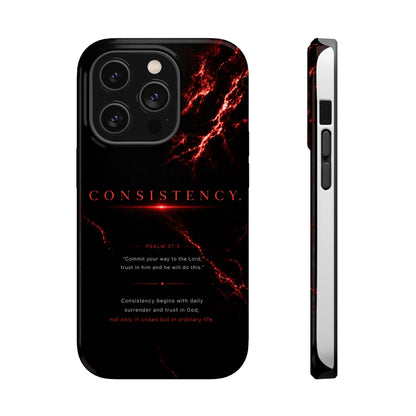 Phone Case for iPhone 17 / 16 / 15 / 14 Pro Max – Discipline | Black Marble Dark Red | MagSafe Compatible