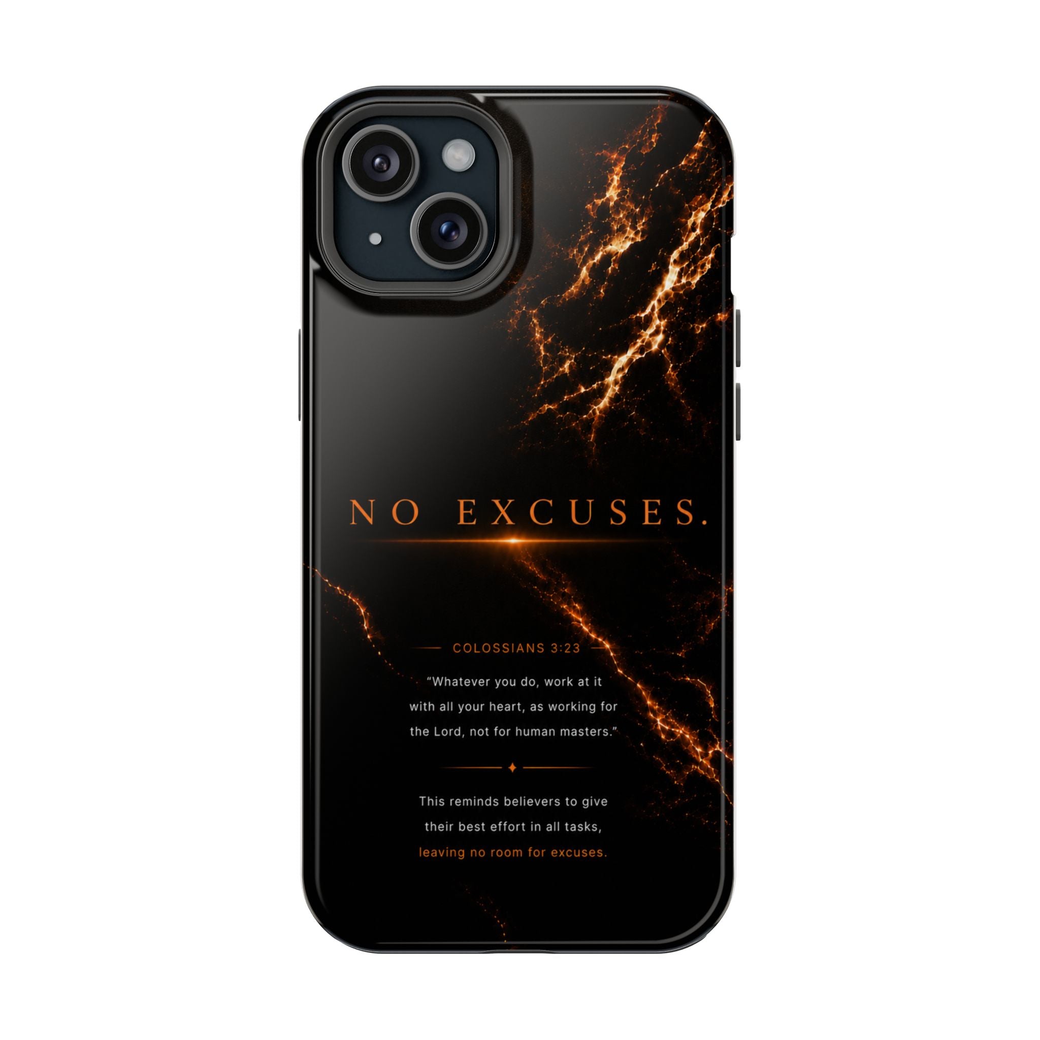 Phone Case for iPhone 17 / 16 / 15 / 14 Pro Max – Discipline | Black Marble Orange | MagSafe Compatible
