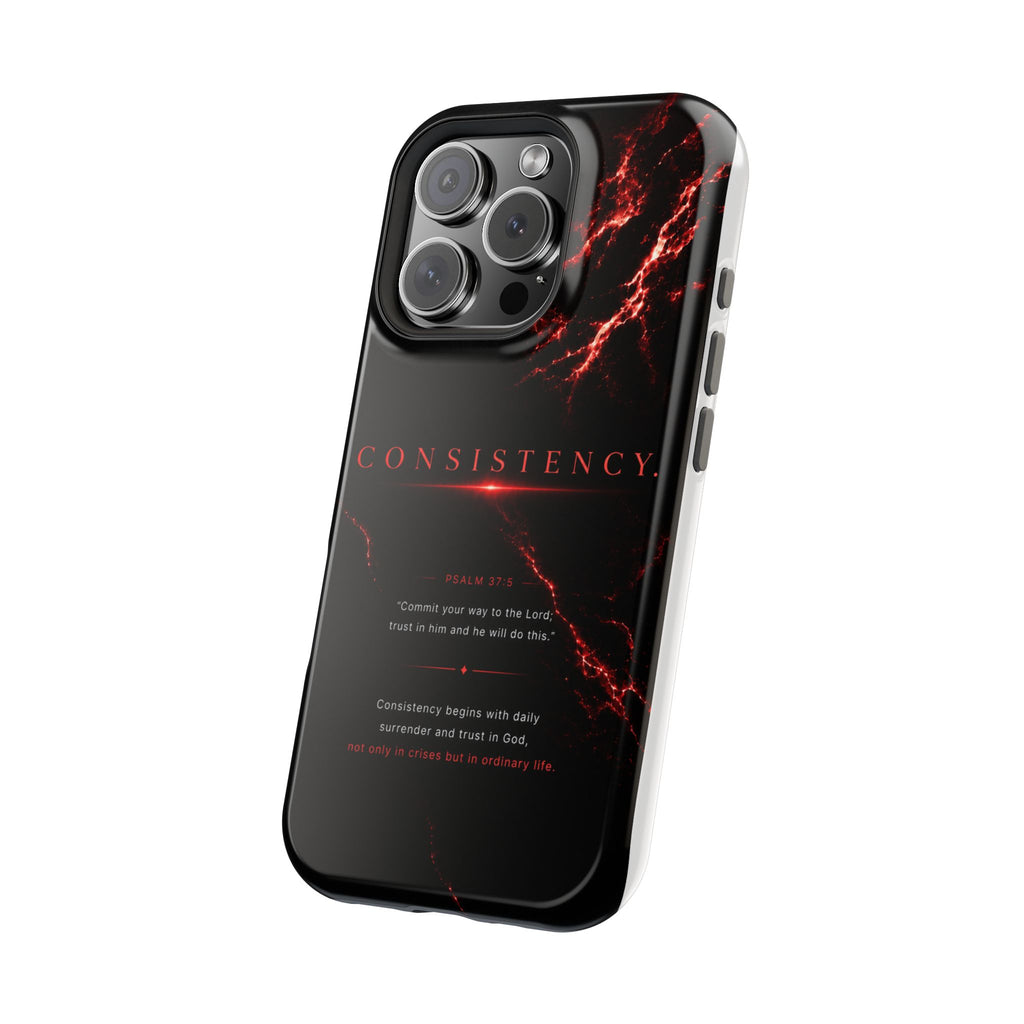 Phone Case for iPhone 17 / 16 / 15 / 14 Pro Max – Discipline | Black Marble Dark Red | MagSafe Compatible