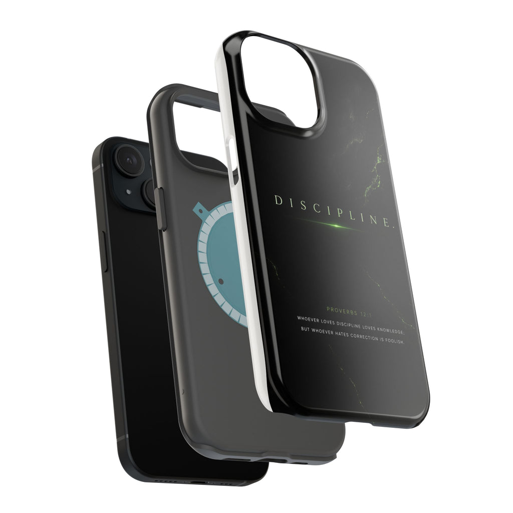Phone Case for iPhone 17 / 16 / 15 / 14 Pro Max – Discipline | Black Marble Emerald Green | MagSafe Compatible