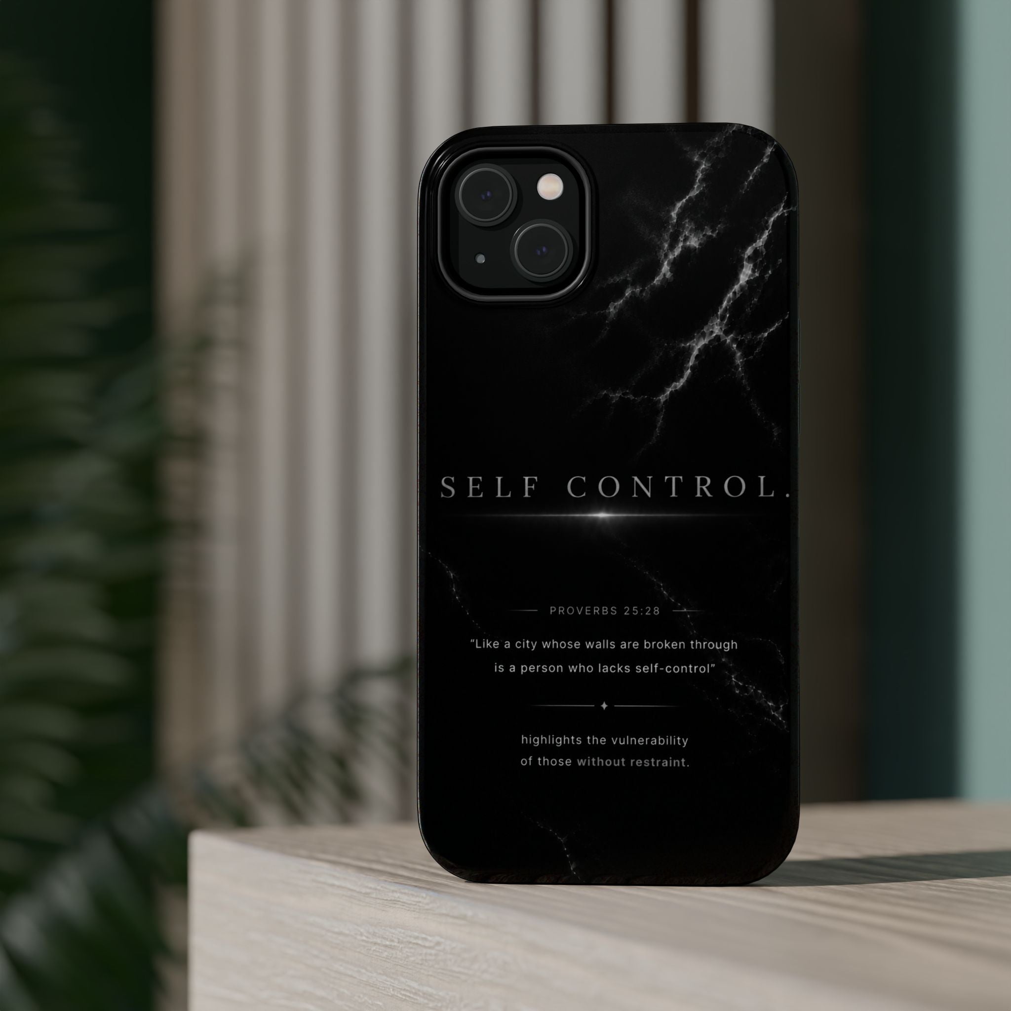 Phone Case for iPhone 17 / 16 / 15 / 14 Pro Max – Discipline | Black Marble Monochrome | MagSafe Compatible