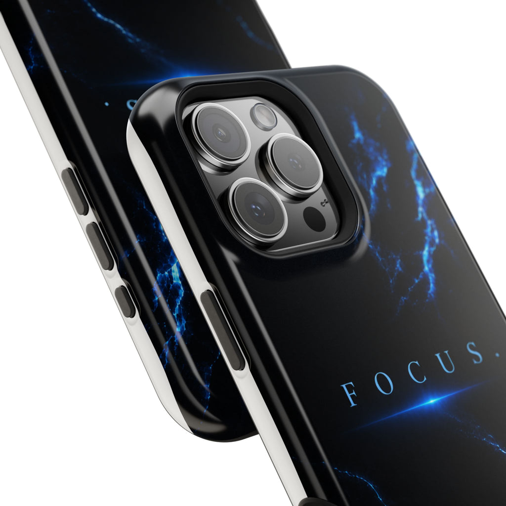 Phone Case for iPhone 17 / 16 / 15 / 14 Pro Max – Discipline | Black Marble Deep Blue | MagSafe Compatible