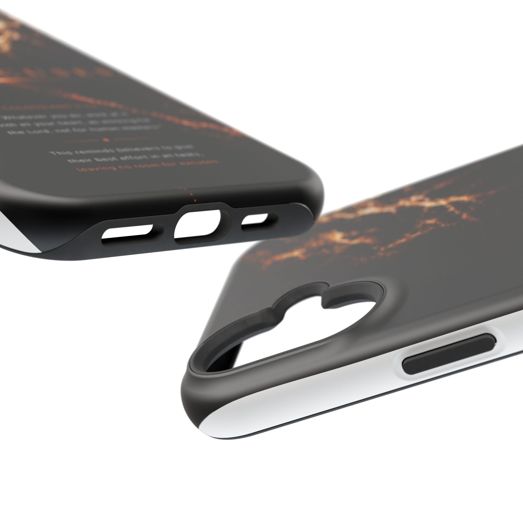 Phone Case for iPhone 17 / 16 / 15 / 14 Pro Max – Discipline | Black Marble Orange | MagSafe Compatible