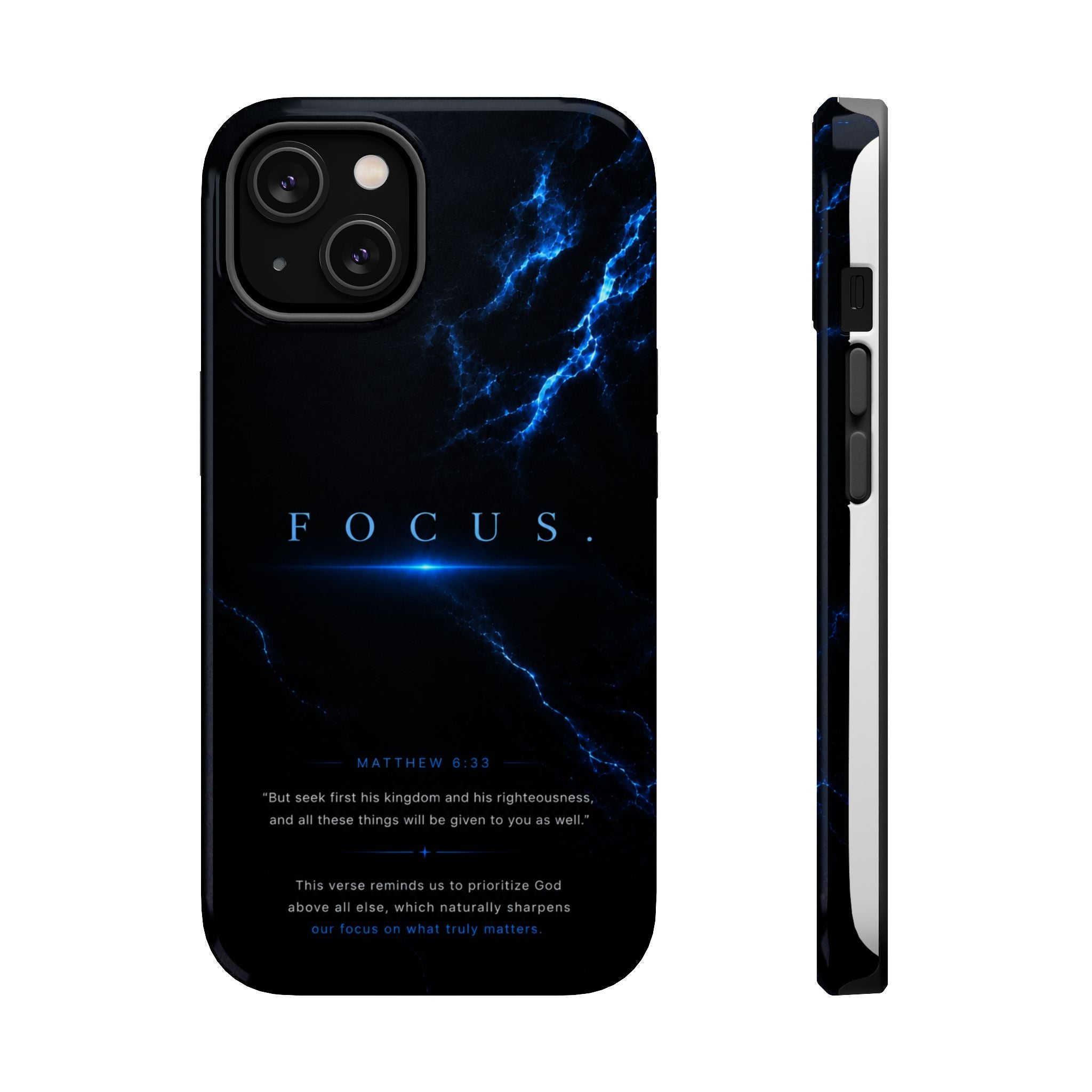 Phone Case for iPhone 17 / 16 / 15 / 14 Pro Max – Discipline | Black Marble Deep Blue | MagSafe Compatible