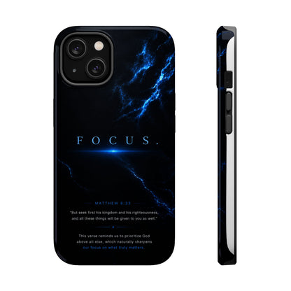 Phone Case for iPhone 17 / 16 / 15 / 14 Pro Max – Discipline | Black Marble Deep Blue | MagSafe Compatible