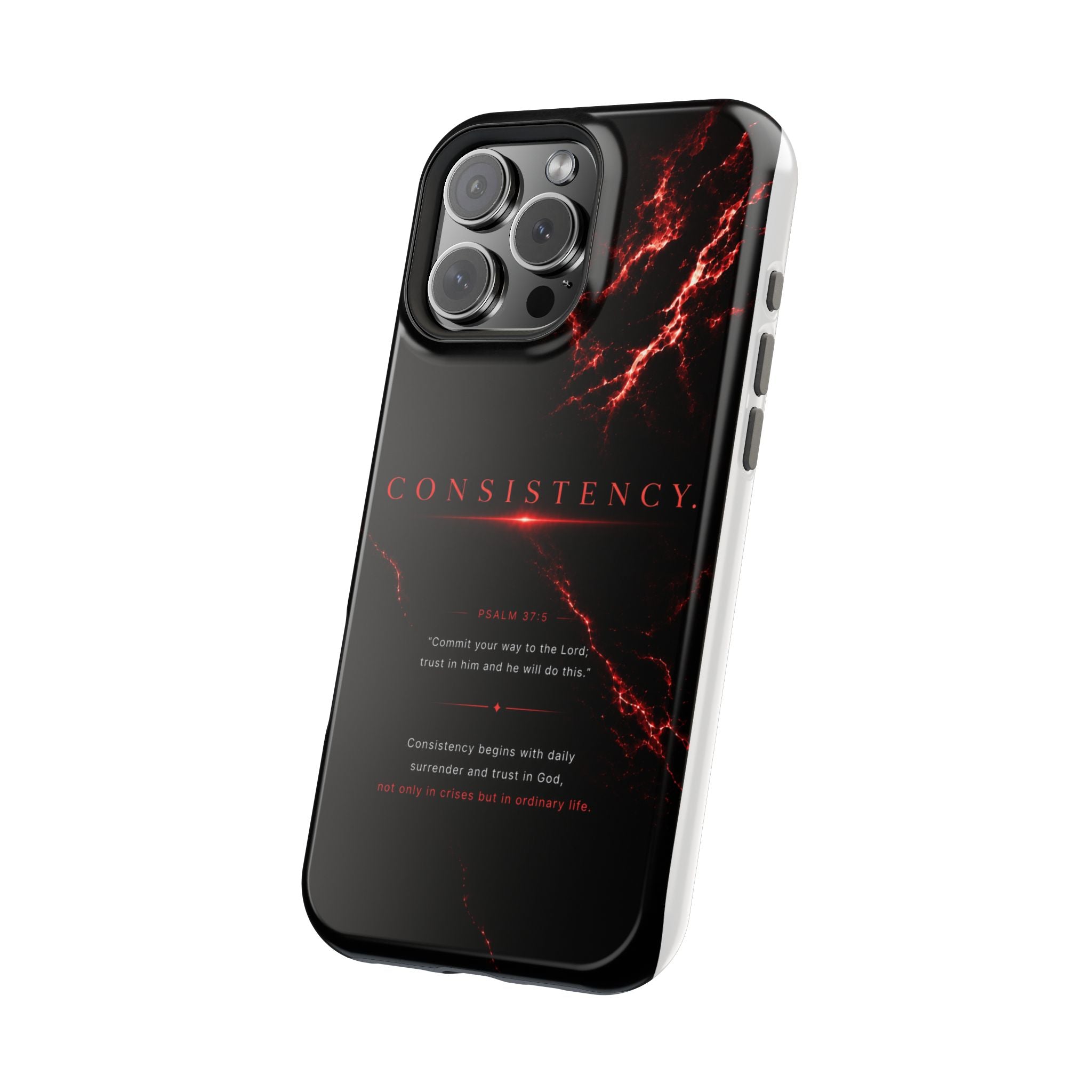 Phone Case for iPhone 17 / 16 / 15 / 14 Pro Max – Discipline | Black Marble Dark Red | MagSafe Compatible