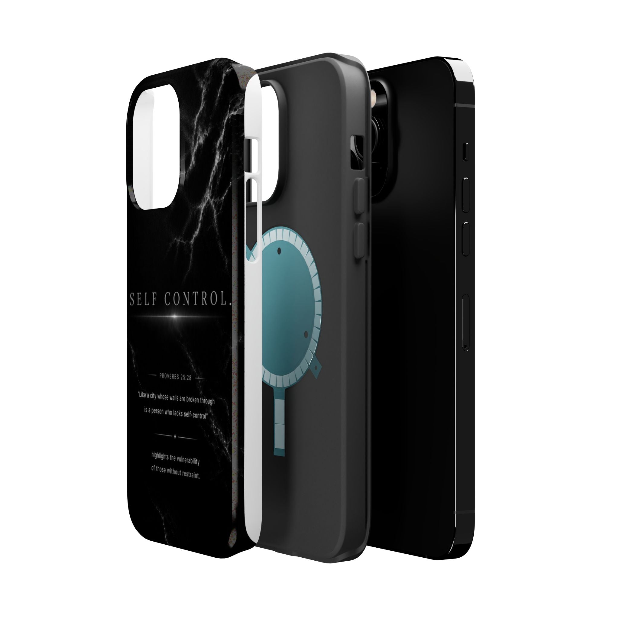 Phone Case for iPhone 17 / 16 / 15 / 14 Pro Max – Discipline | Black Marble Monochrome | MagSafe Compatible