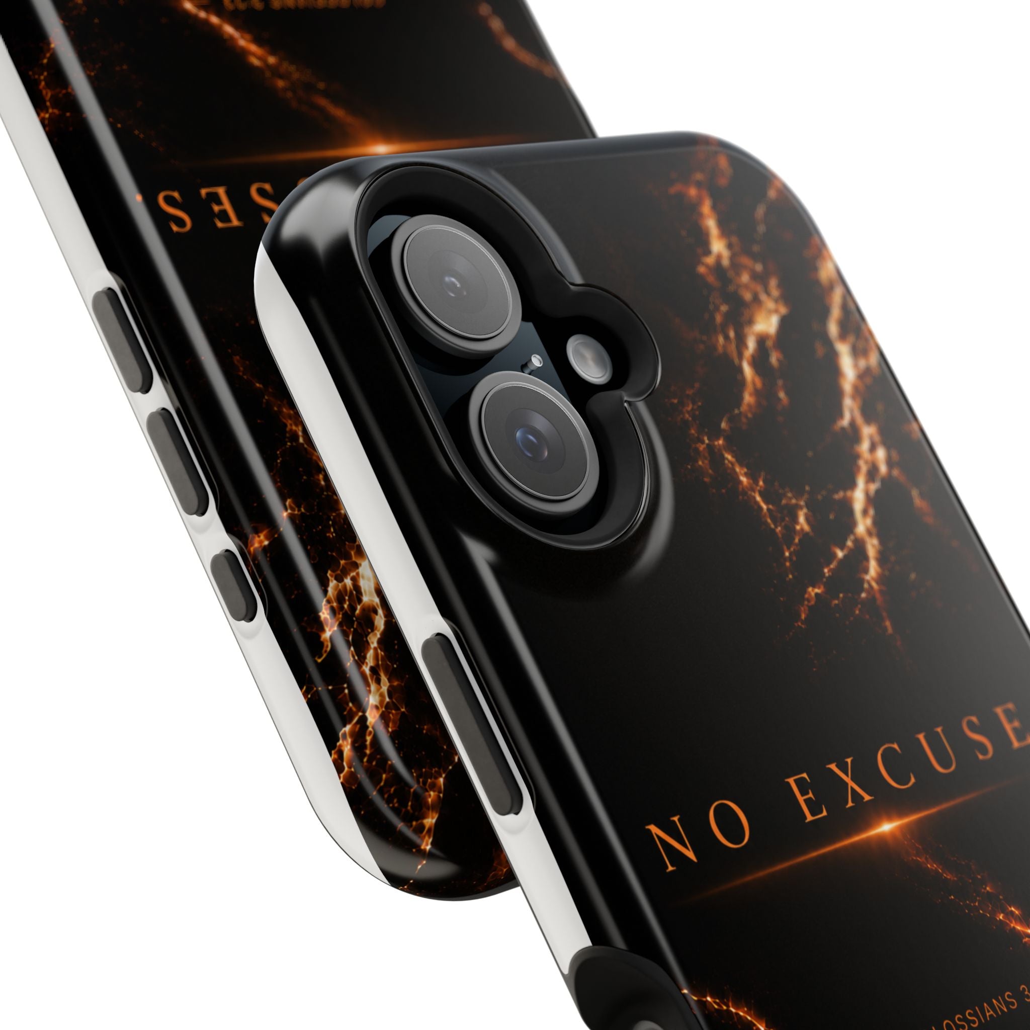 Phone Case for iPhone 17 / 16 / 15 / 14 Pro Max – Discipline | Black Marble Orange | MagSafe Compatible
