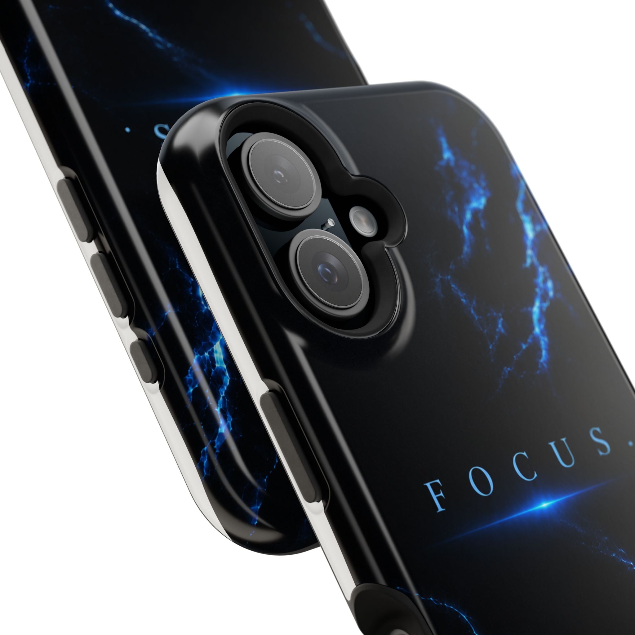 Phone Case for iPhone 17 / 16 / 15 / 14 Pro Max – Discipline | Black Marble Deep Blue | MagSafe Compatible